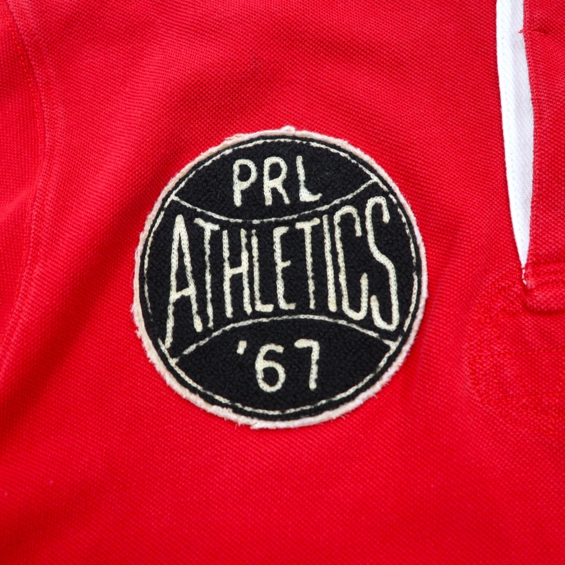POLO RALPH LAUREN Polo Shirt, Size M, Red, Cotton, Pique Patch, PRL ATHLETICS '67