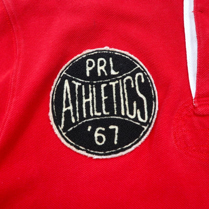 POLO RALPH LAUREN ポロシャツ M レッド コットン 鹿の子 ワッペン PRL ATHLETICS '67