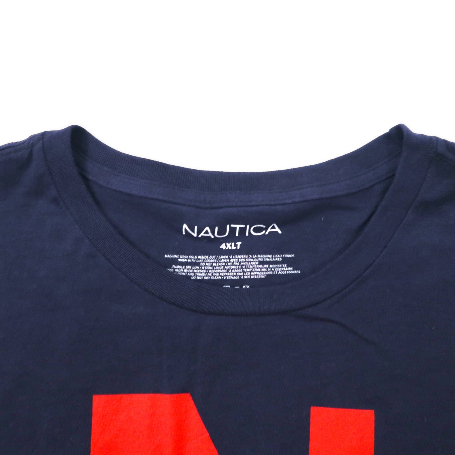 NAUTICA ロゴプリントTシャツ 4XLT ネイビー コットン ビッグサイズ 未 