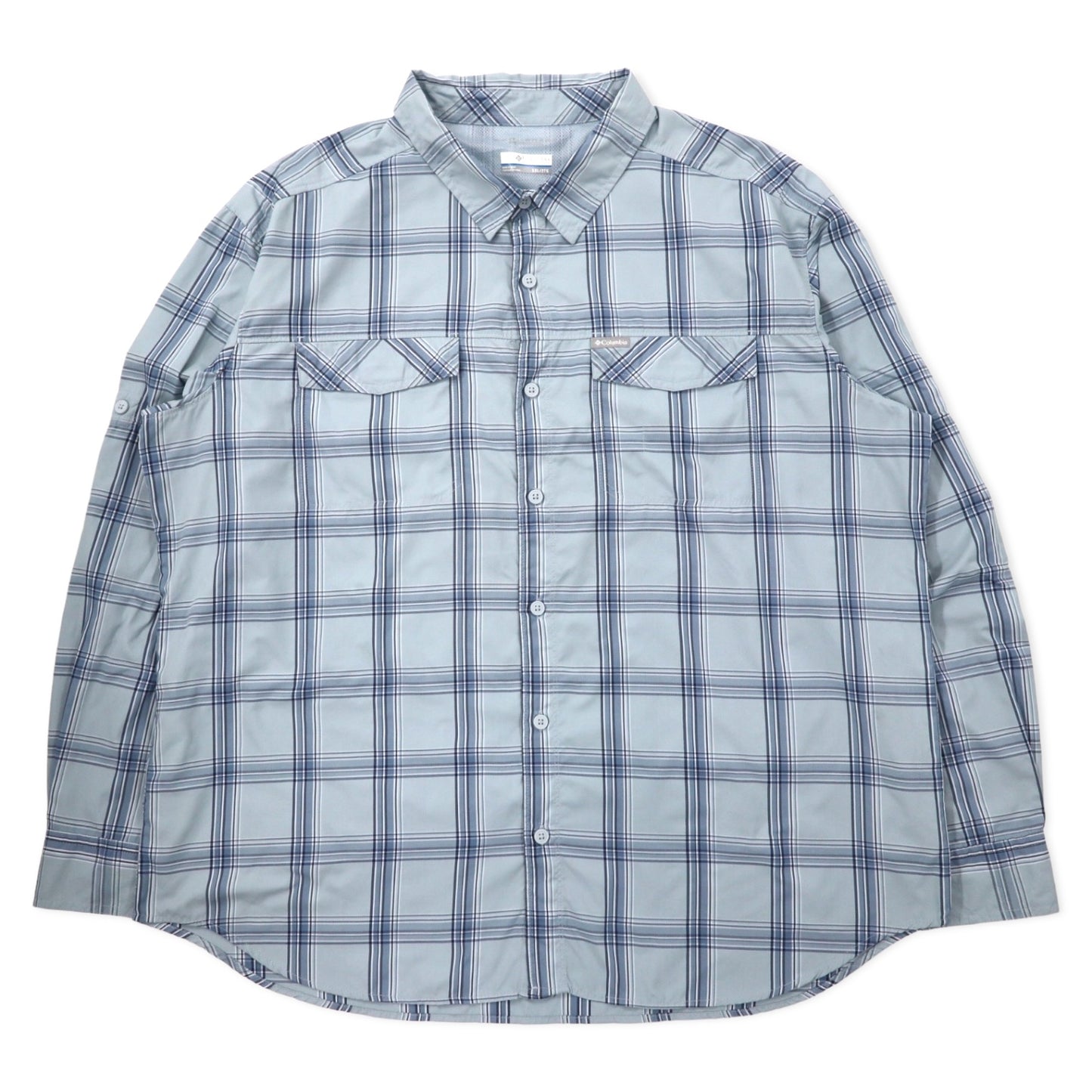 日本然リトテ-古着オンライン-Columbia オムニシェイド 長袖シャツ 2XL ブルー チェック ナイロン ビッグサイズ Men's Large Kestrel Trail II Long Sleeve Shirt XM0787-Columbia Omnishade Long Sleeve Shirt 2XL Blue Checked Nylon Big Size Men's Large Kestrel Trail II Long Sleeve Shirt XM0787