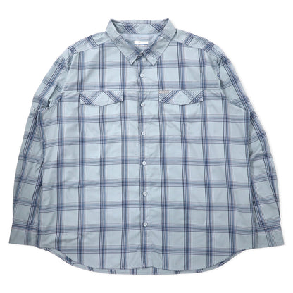 日本然リトテ-古着オンライン-Columbia オムニシェイド 長袖シャツ 2XL ブルー チェック ナイロン ビッグサイズ Men's Large Kestrel Trail II Long Sleeve Shirt XM0787-Columbia Omnishade Long Sleeve Shirt 2XL Blue Checked Nylon Big Size Men's Large Kestrel Trail II Long Sleeve Shirt XM0787