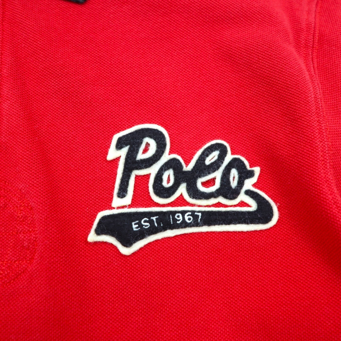 POLO RALPH LAUREN Polo Shirt, Size M, Red, Cotton, Pique Patch, PRL ATHLETICS '67