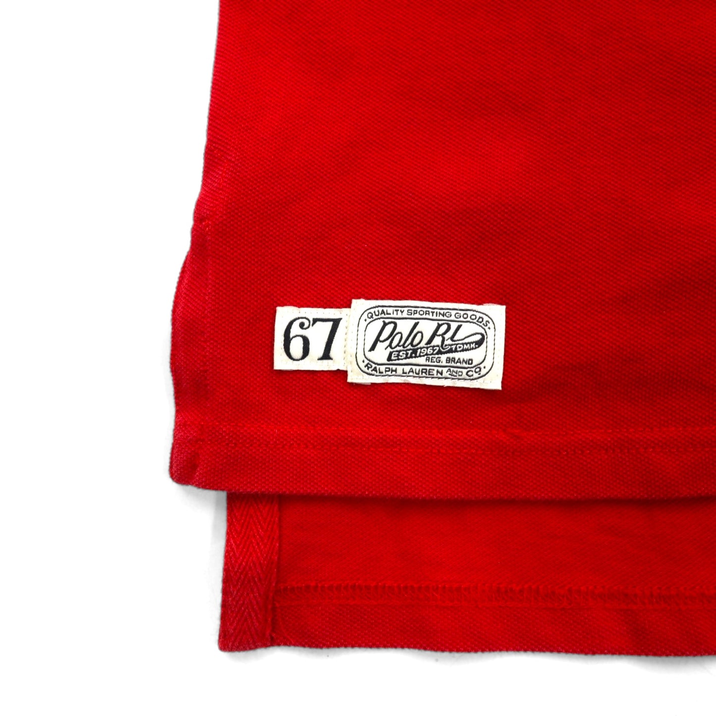 POLO RALPH LAUREN ポロシャツ M レッド コットン 鹿の子 ワッペン PRL ATHLETICS '67