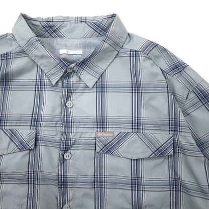 Columbia オムニシェイド 長袖シャツ 2XL ブルー チェック ナイロン ビッグサイズ Men's Large Kestrel Trail II Long Sleeve Shirt XM0787