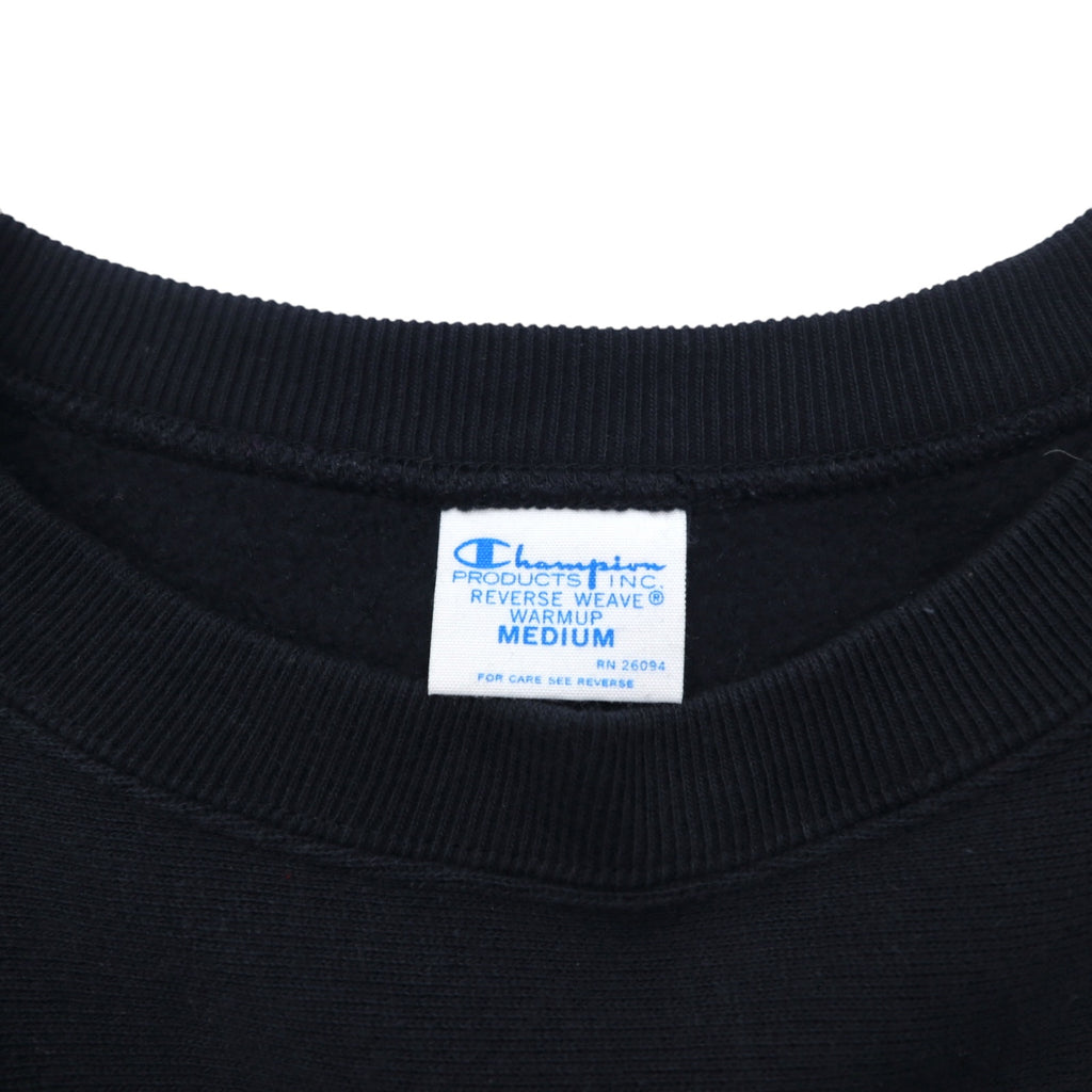 Champion Cropped Reverse Weave Sweatshirt M Black Script Logo Embroidery Compact Volume Top CWSL009