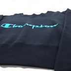 Champion Cropped Reverse Weave Sweatshirt M Black Script Logo Embroidery Compact Volume Top CWSL009
