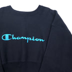 Champion Cropped Reverse Weave Sweatshirt M Black Script Logo Embroidery Compact Volume Top CWSL009