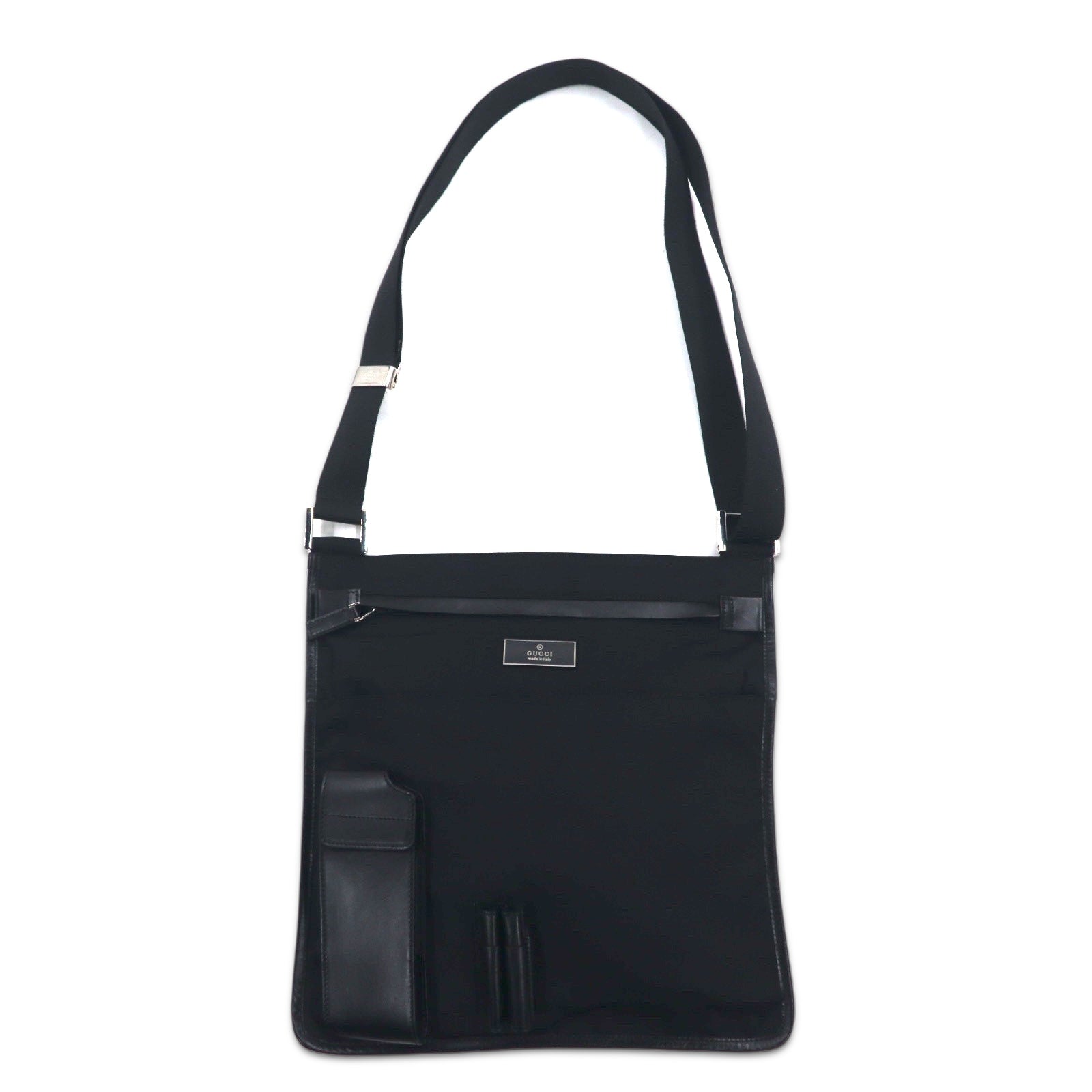 GUCCI Made in Italy Shoulder Bag Sacoche Black Nylon Logo Plate 019・0335 002058