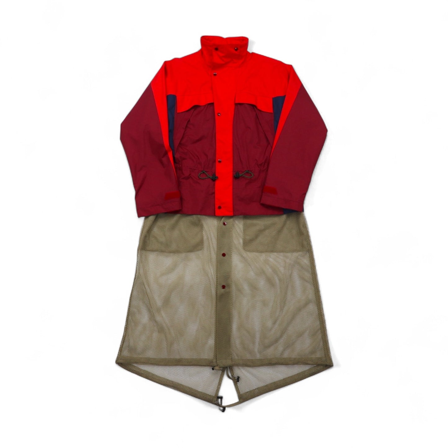 TOGA VIRILIS ナイロンギアドッキングジャケット M レッド メッシュ レイヤード TV91-FA324 日本製