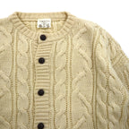 80s England Vintage Aran Cardigan 80年代 イギリス製 フィッシャーマン アラン ニット カーディガン XL 生成り ケーブル編み Cottage Knitwear