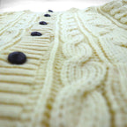 80s England Vintage Aran Cardigan 80年代 イギリス製 フィッシャーマン アラン ニット カーディガン XL 生成り ケーブル編み Cottage Knitwear