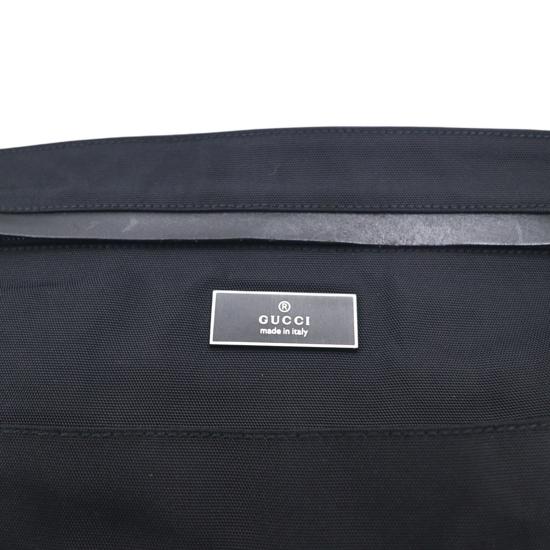 GUCCI Made in Italy Shoulder Bag Sacoche Black Nylon Logo Plate 019・0335 002058