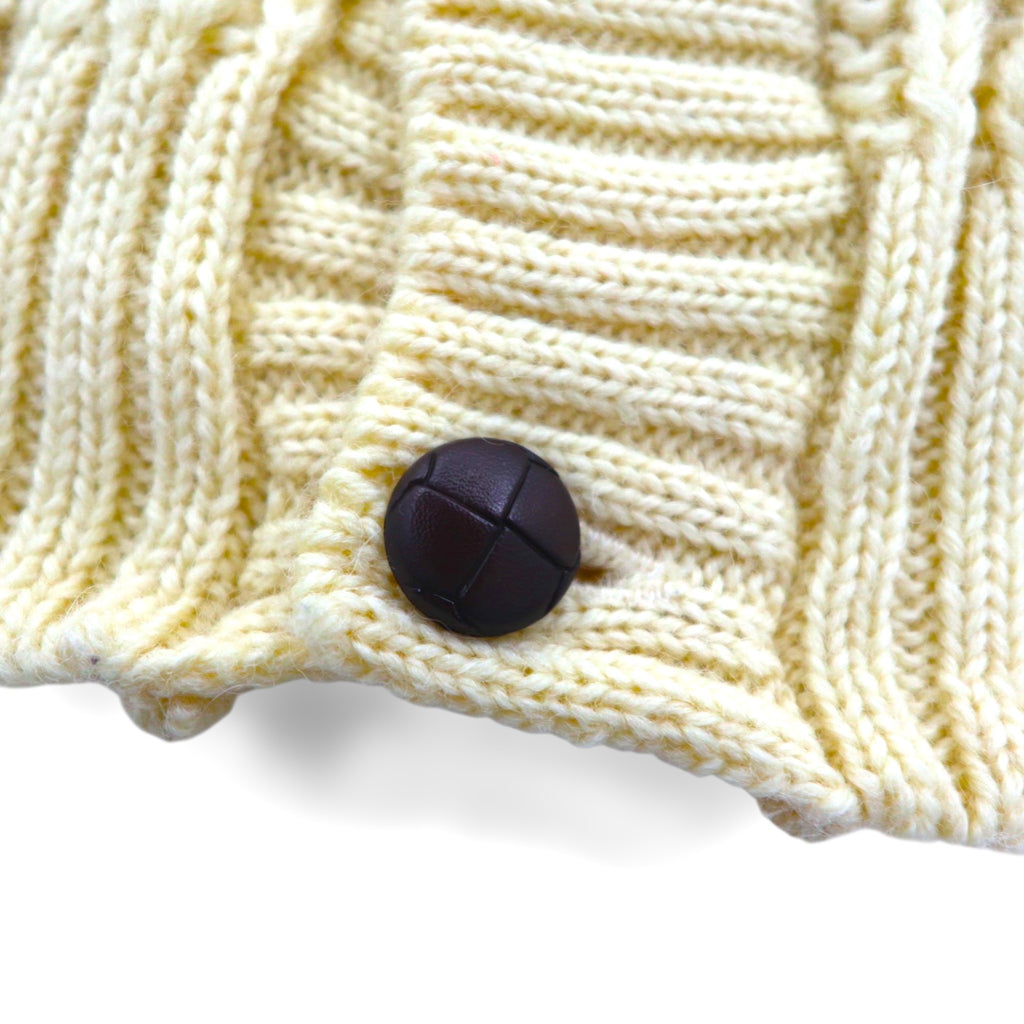 80s England Vintage Aran Cardigan 80年代 イギリス製 フィッシャーマン アラン ニット カーディガン XL 生成り ケーブル編み Cottage Knitwear