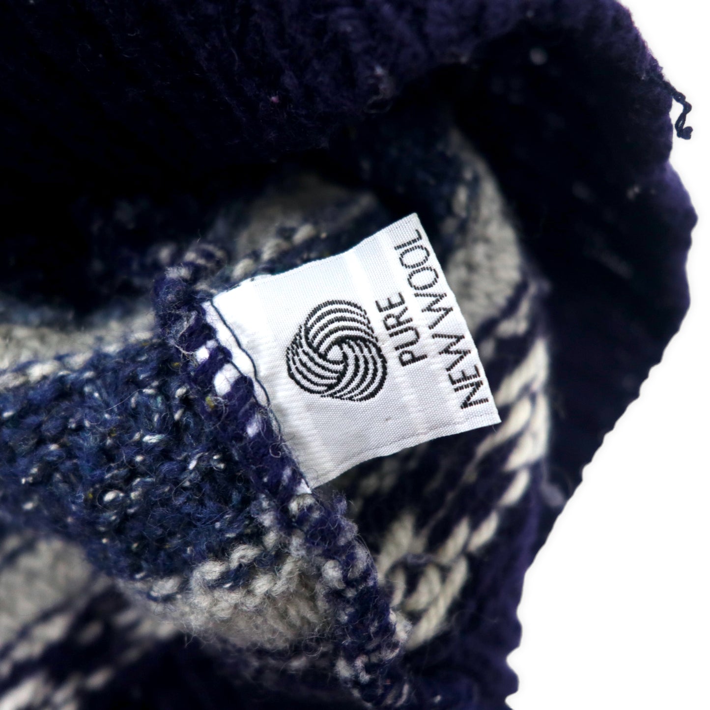 West Highland Woollens スコットランド製 ニット セーター XL ホワイト ネイビー ノルディック柄 ウール ビッグサイズ