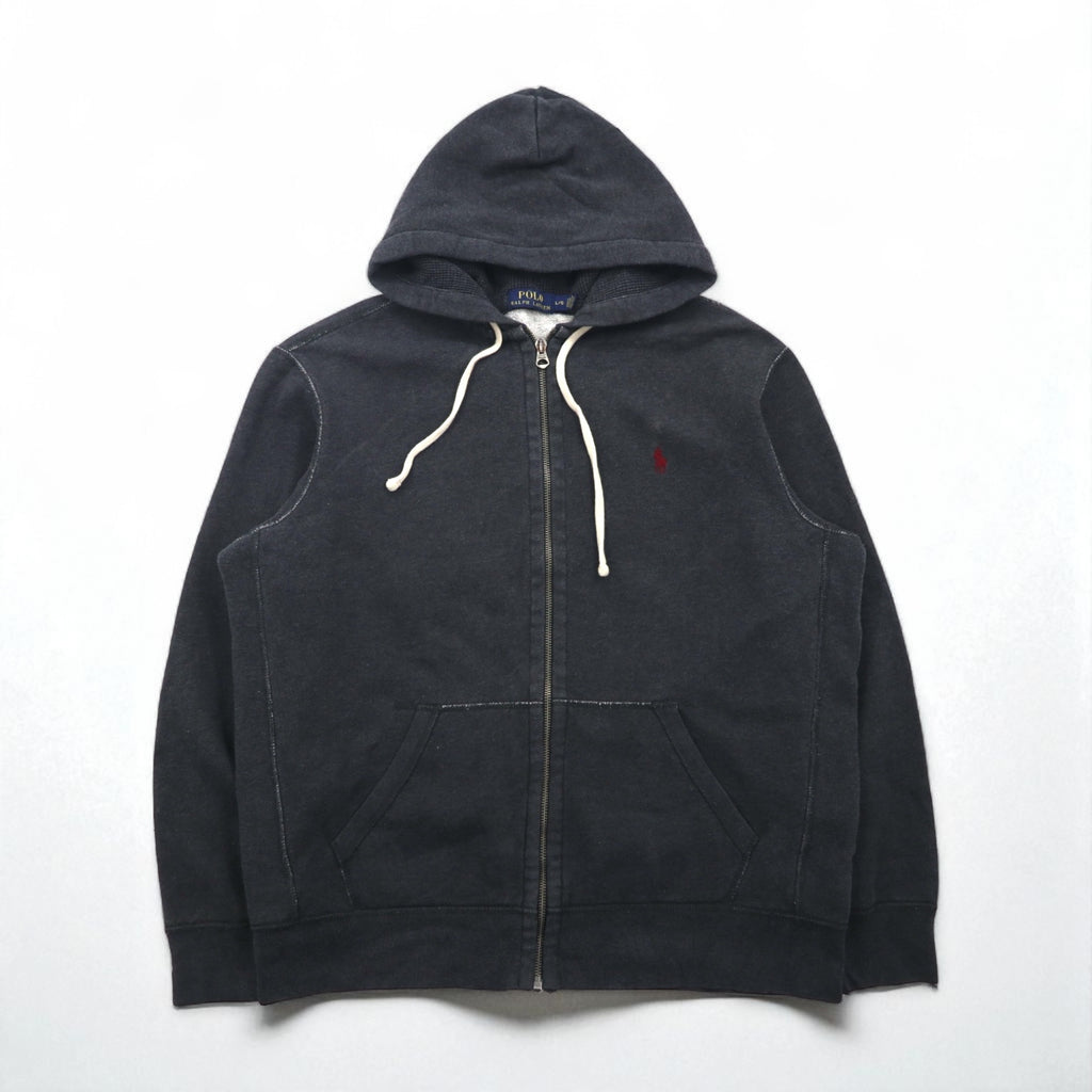 Polo Ralph Lauren Reverse Weave Zip Hoodie, Size L, Charcoal Gray, Small Pony Embroidery
