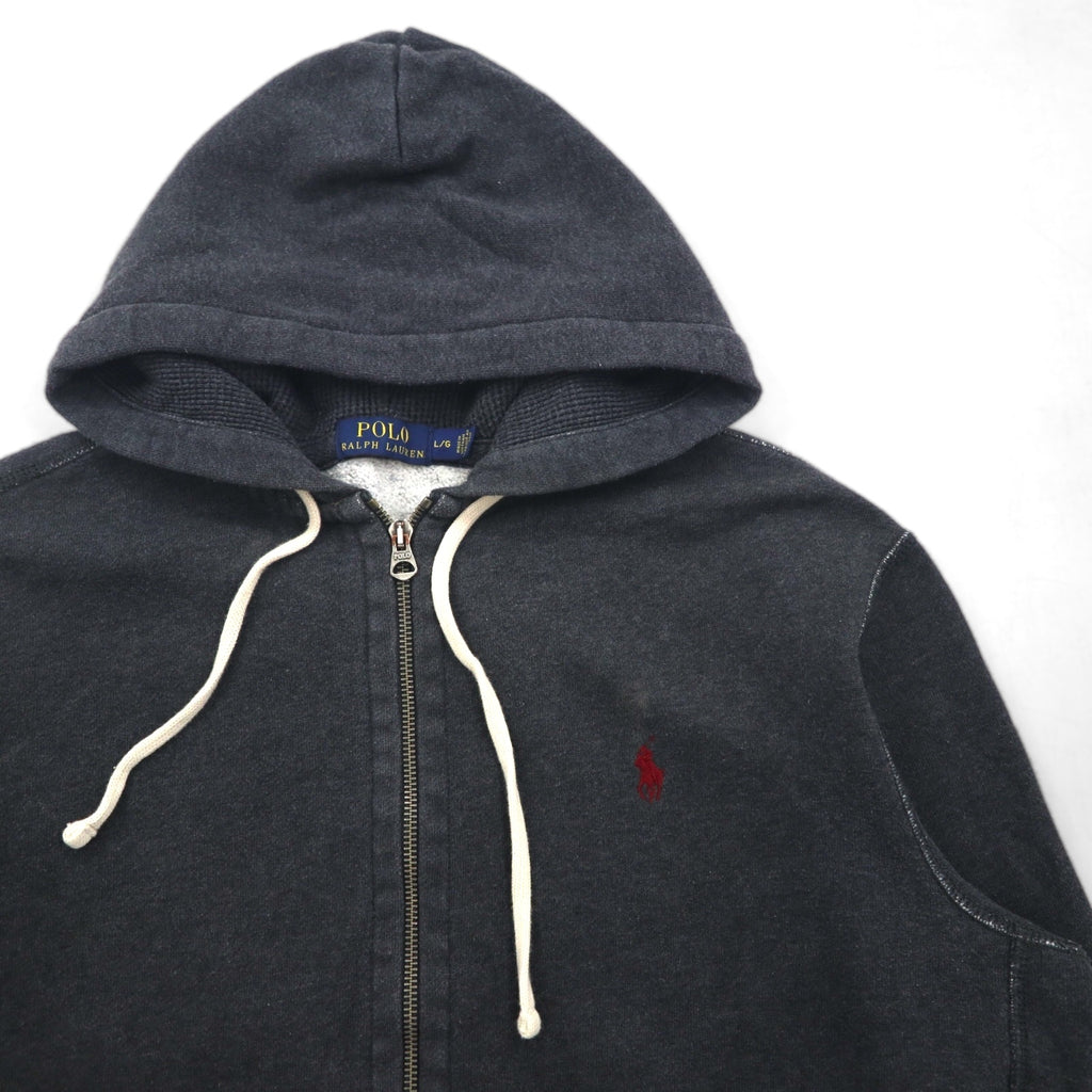 Polo Ralph Lauren Reverse Weave Zip Hoodie, Size L, Charcoal Gray, Small Pony Embroidery
