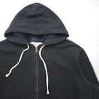 Polo Ralph Lauren Reverse Weave Zip Hoodie, Size L, Charcoal Gray, Small Pony Embroidery