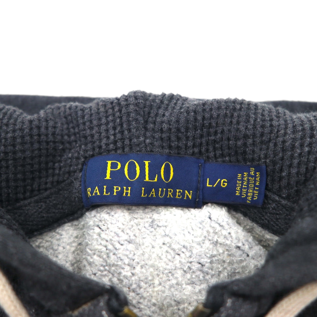 Polo Ralph Lauren Reverse Weave Zip Hoodie, Size L, Charcoal Gray, Small Pony Embroidery