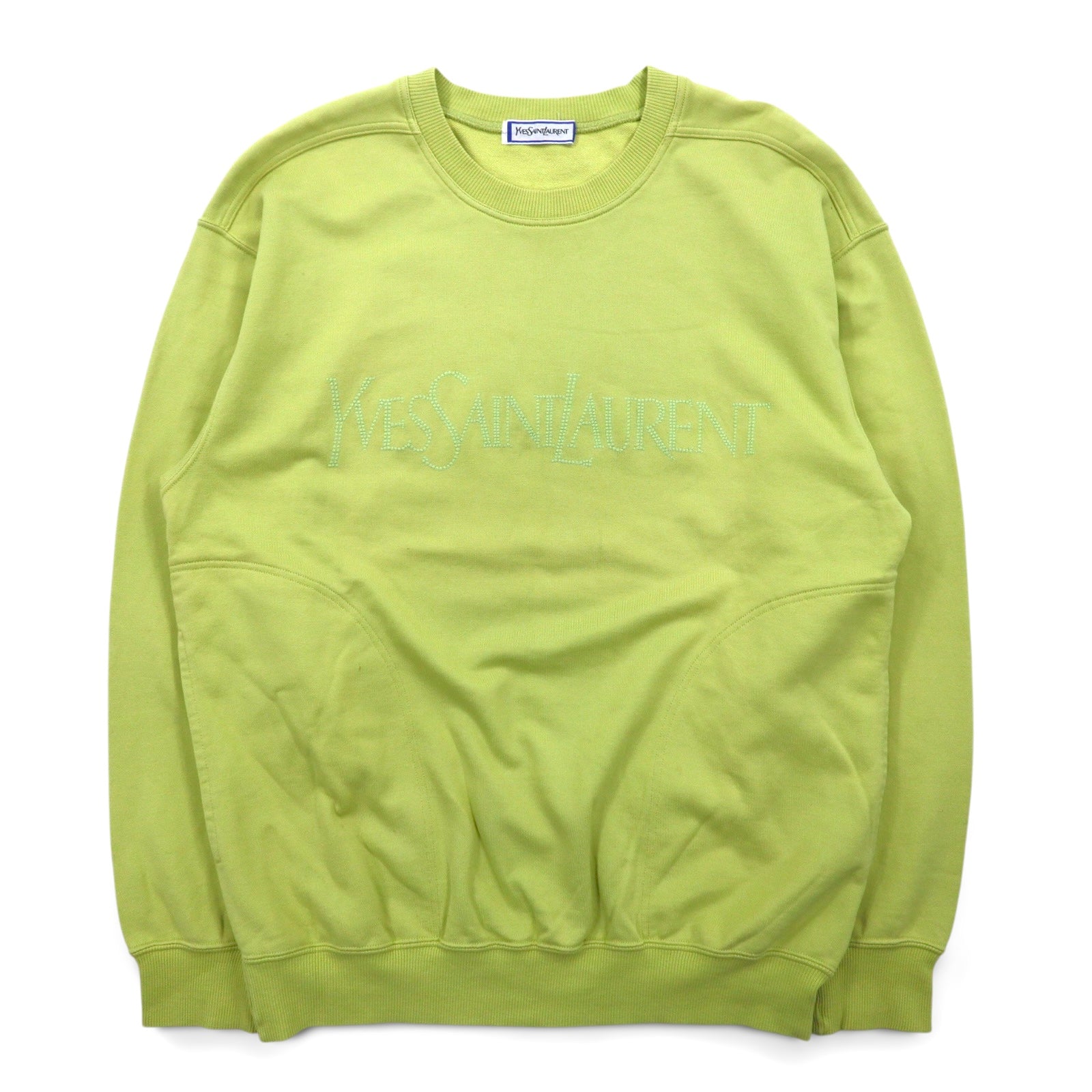 YVES SAINT LAURENT オールド YSLロゴ スウェット M グリーン サイドポケット 日本製