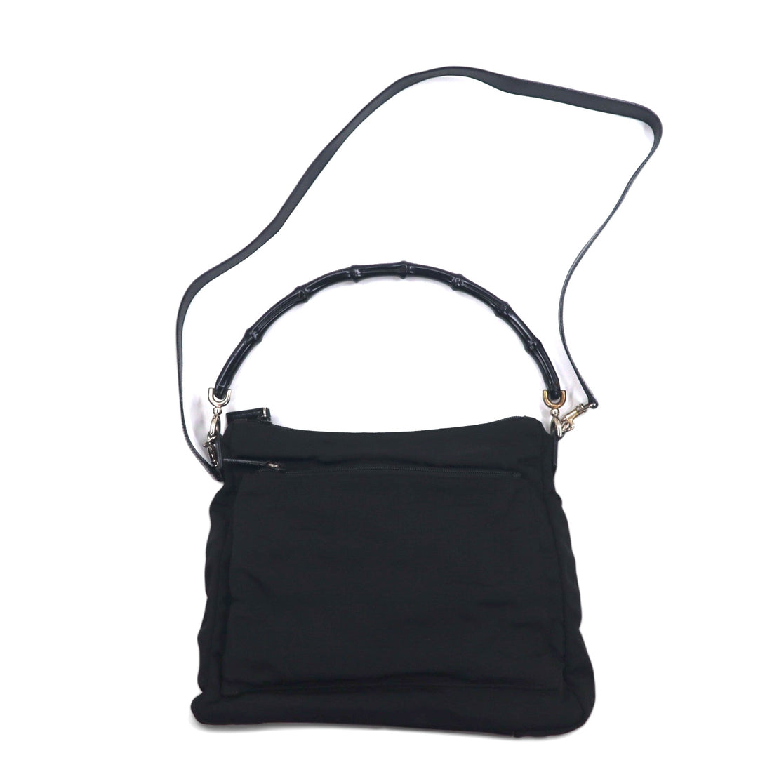GUCCI Made in Italy 2WAY Bamboo Shoulder Bag Handbag Black Nylon 000・0509 002058