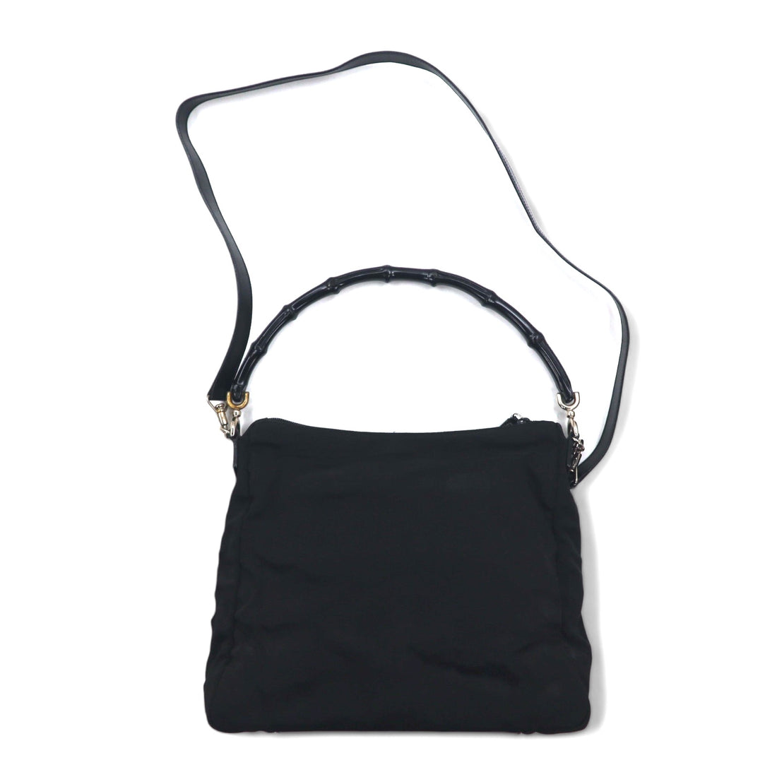 GUCCI Made in Italy 2WAY Bamboo Shoulder Bag Handbag Black Nylon 000・0509 002058