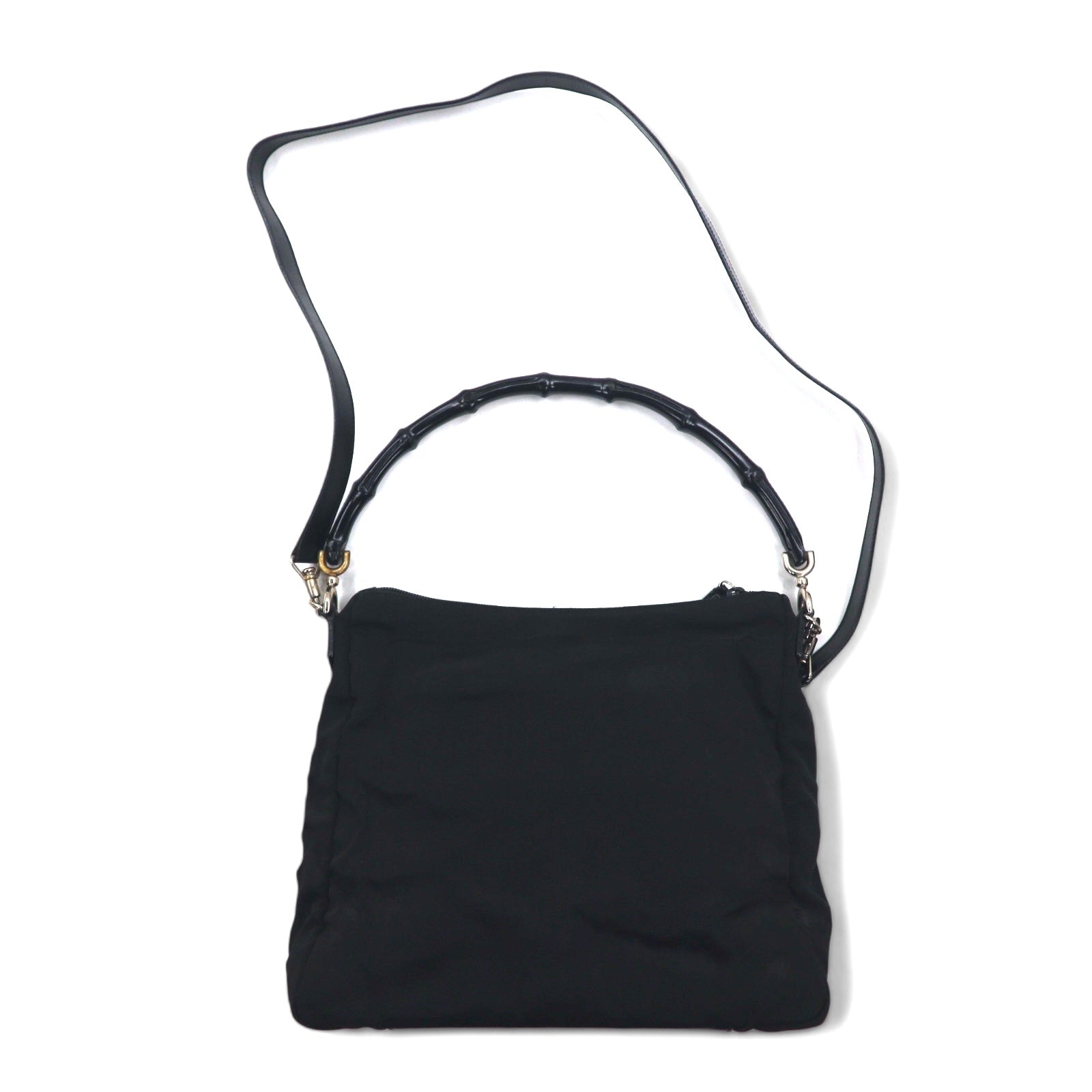 GUCCI Made in Italy 2WAY Bamboo Shoulder Bag Handbag Black Nylon 000・0509 002058
