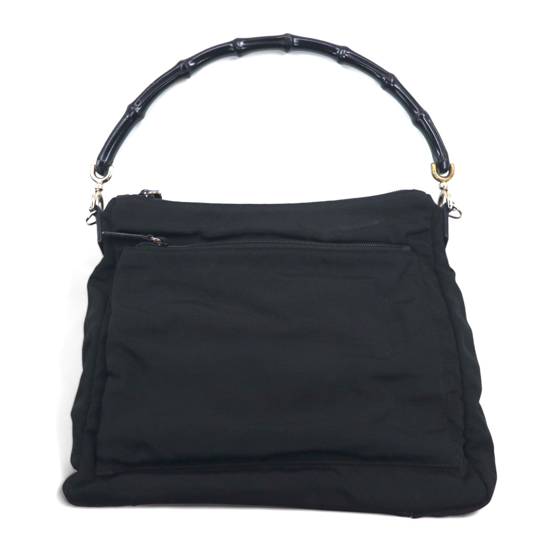 GUCCI Made in Italy 2WAY Bamboo Shoulder Bag Handbag Black Nylon 000・0509 002058