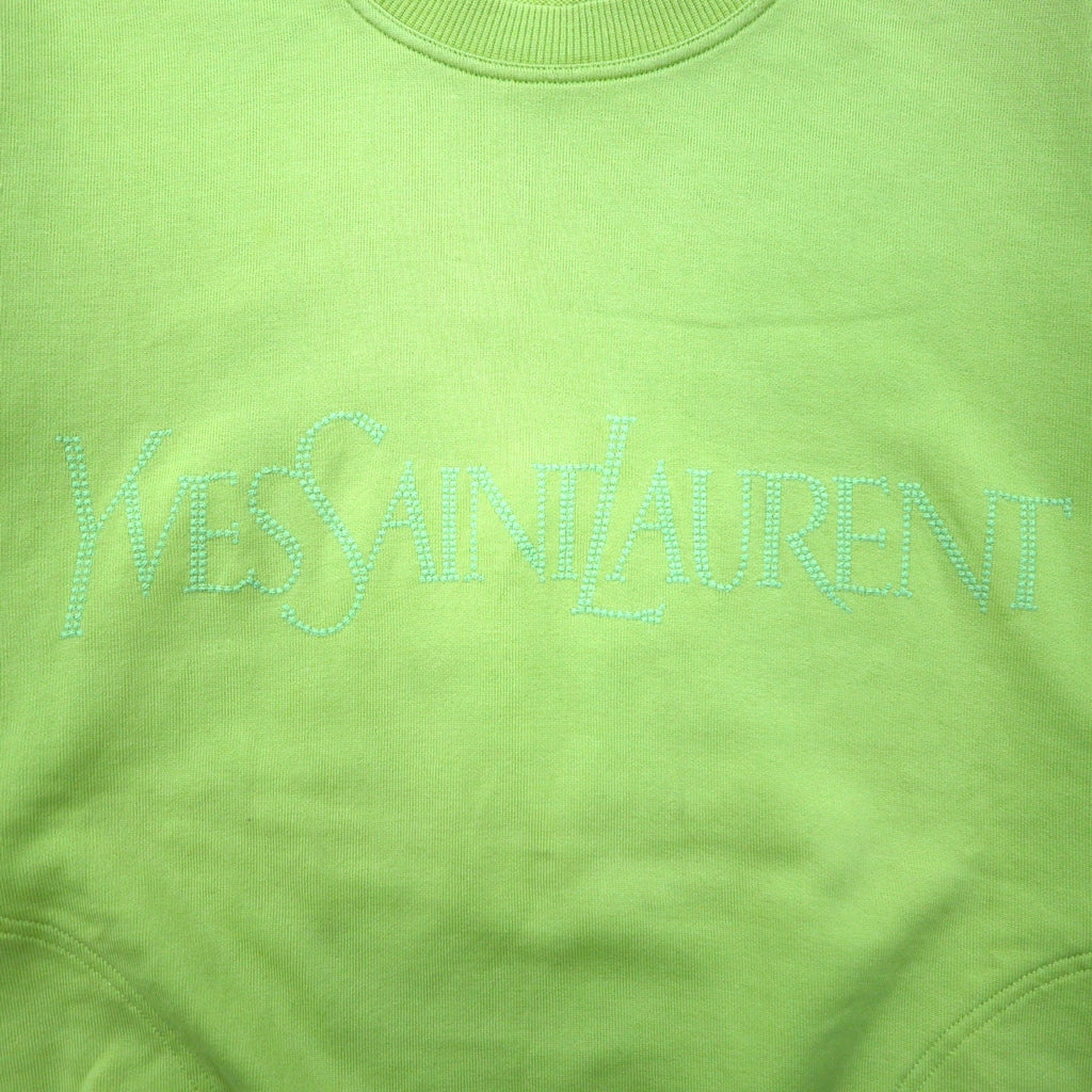 YVES SAINT LAURENT オールド YSLロゴ スウェット M グリーン サイドポケット 日本製