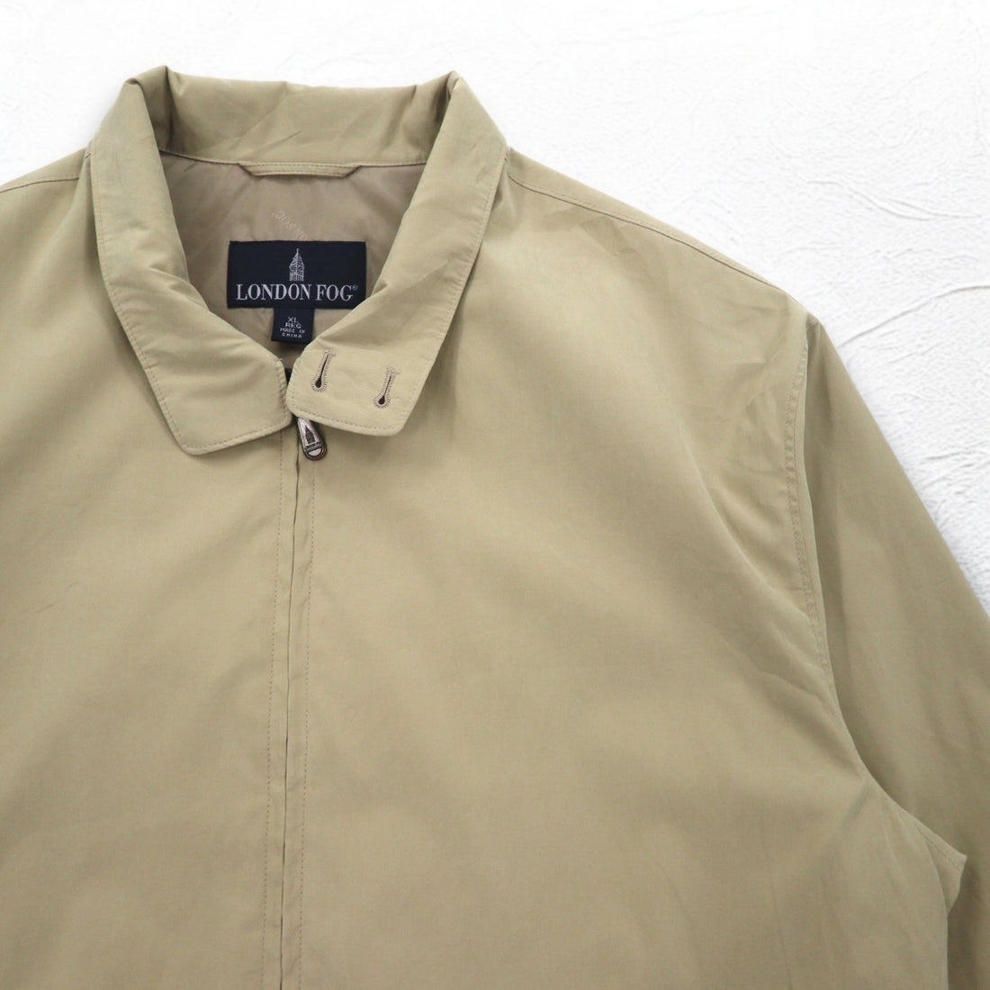 LONDON FOG Peach Skin Swing Top Harrington Jacket XL Beige Water Repellent