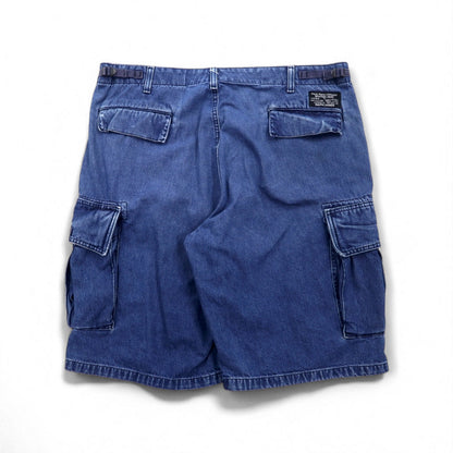 POLO JEANS CO. RALPH LAUREN 90年代 バギー ショート デニム カーゴパンツ ハーフパンツ XL インディゴ ブルー 膝下丈