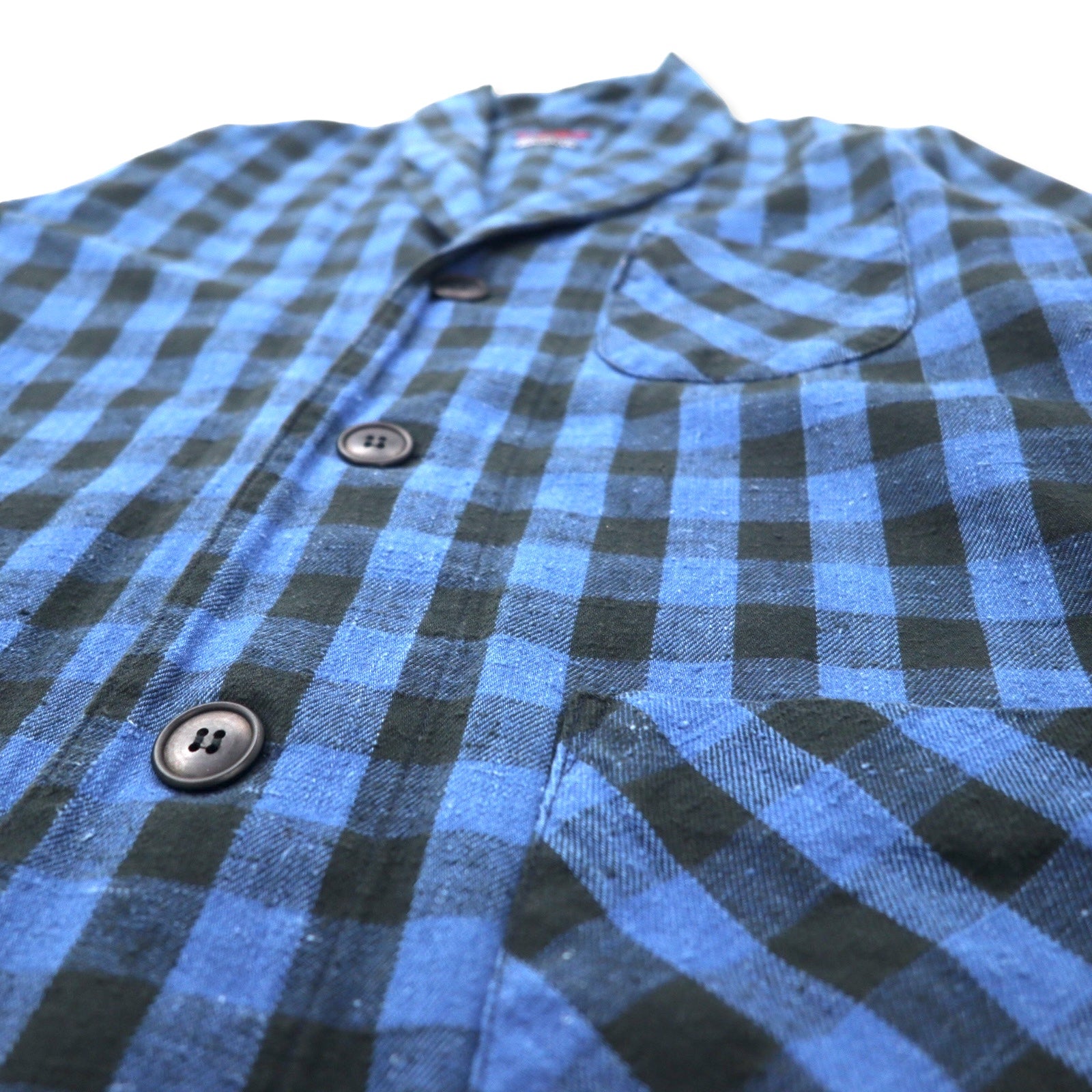 BLUE BLUE Gown coat Chester coat Haori 2 Blue Check Cotton INDIGO DYE Made in Japan