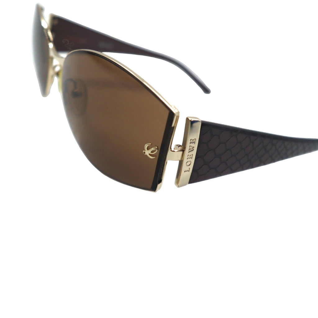 LOEWE Made in Italy Sunglasses Rectangle Brown Python Pattern SLW165
