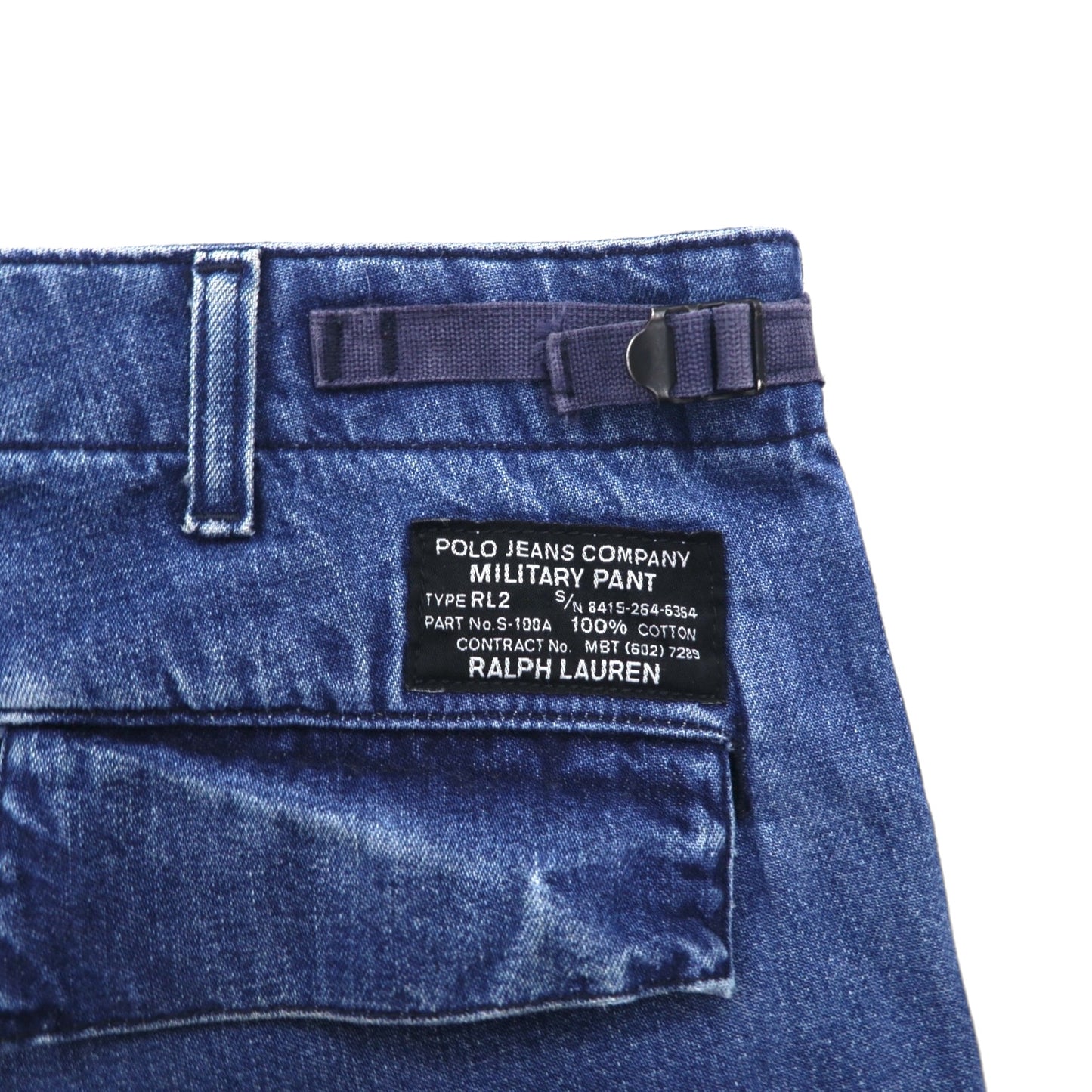 POLO JEANS CO. RALPH LAUREN 90年代 バギー ショート デニム カーゴパンツ ハーフパンツ XL インディゴ ブルー 膝下丈