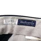 BURBERRY Made in Spain 2-pleat Wide Leg Slacks, Size L, Navy Wool and Old Gabardine