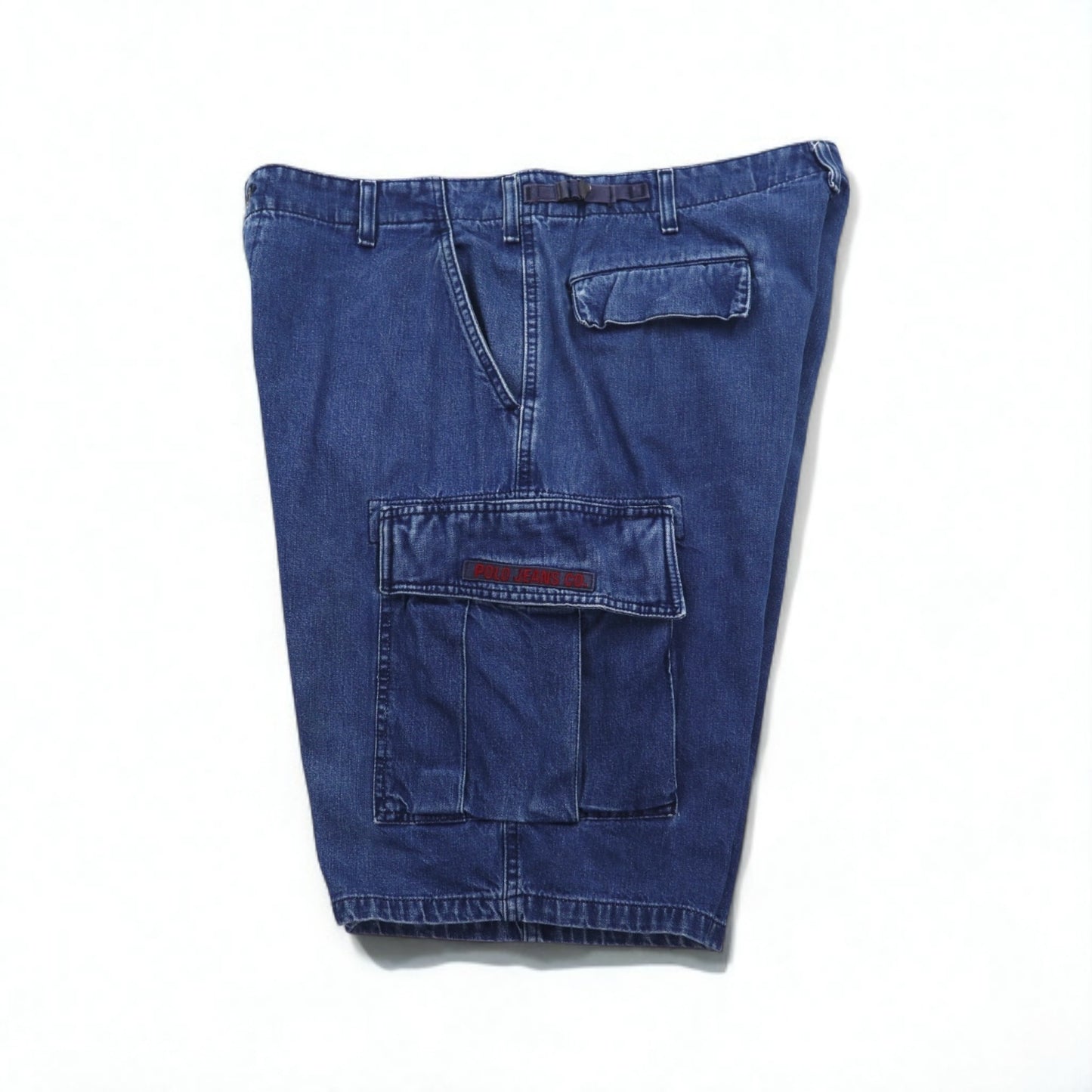 POLO JEANS CO. RALPH LAUREN 90年代 バギー ショート デニム カーゴパンツ ハーフパンツ XL インディゴ ブルー 膝下丈