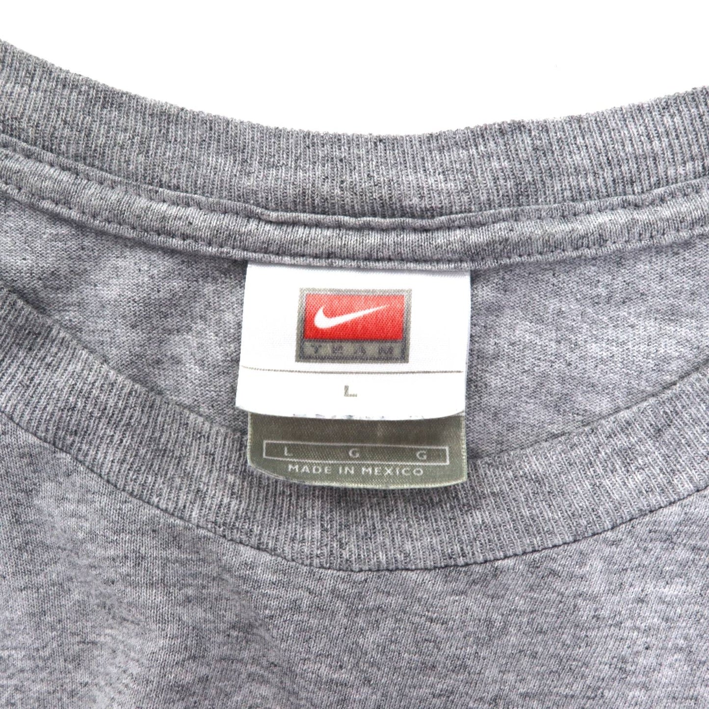 NIKE 00s ​​TEAM TAG WITNESS T-SHIRT L GRAY COTTON CENTER SWOOSH MADE IN MEXICO