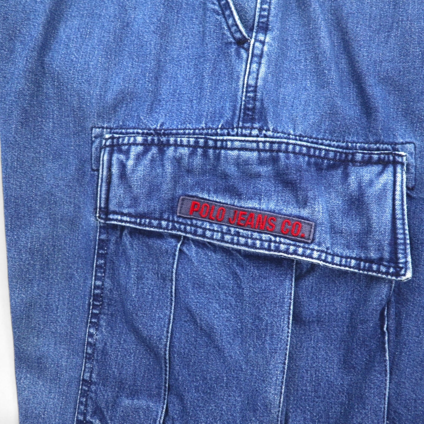 POLO JEANS CO. RALPH LAUREN 90年代 バギー ショート デニム カーゴパンツ ハーフパンツ XL インディゴ ブルー 膝下丈