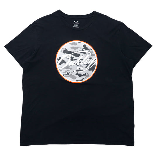 OAKLEY ロゴプリントTシャツ XXL ブラック コットン REGULAR FIT ビッグサイズ