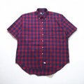 Polo by Ralph Lauren 90年代 ビッグサイズ 半袖 ボタンダウンシャツ L レッド ネイビー チェック