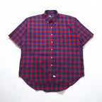 Polo by Ralph Lauren 90年代 ビッグサイズ 半袖 ボタンダウンシャツ L レッド ネイビー チェック