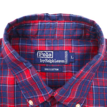 Polo by Ralph Lauren 90s Oversized Short Sleeve Button-Down Shirt, Size L, Red and Navy Check
