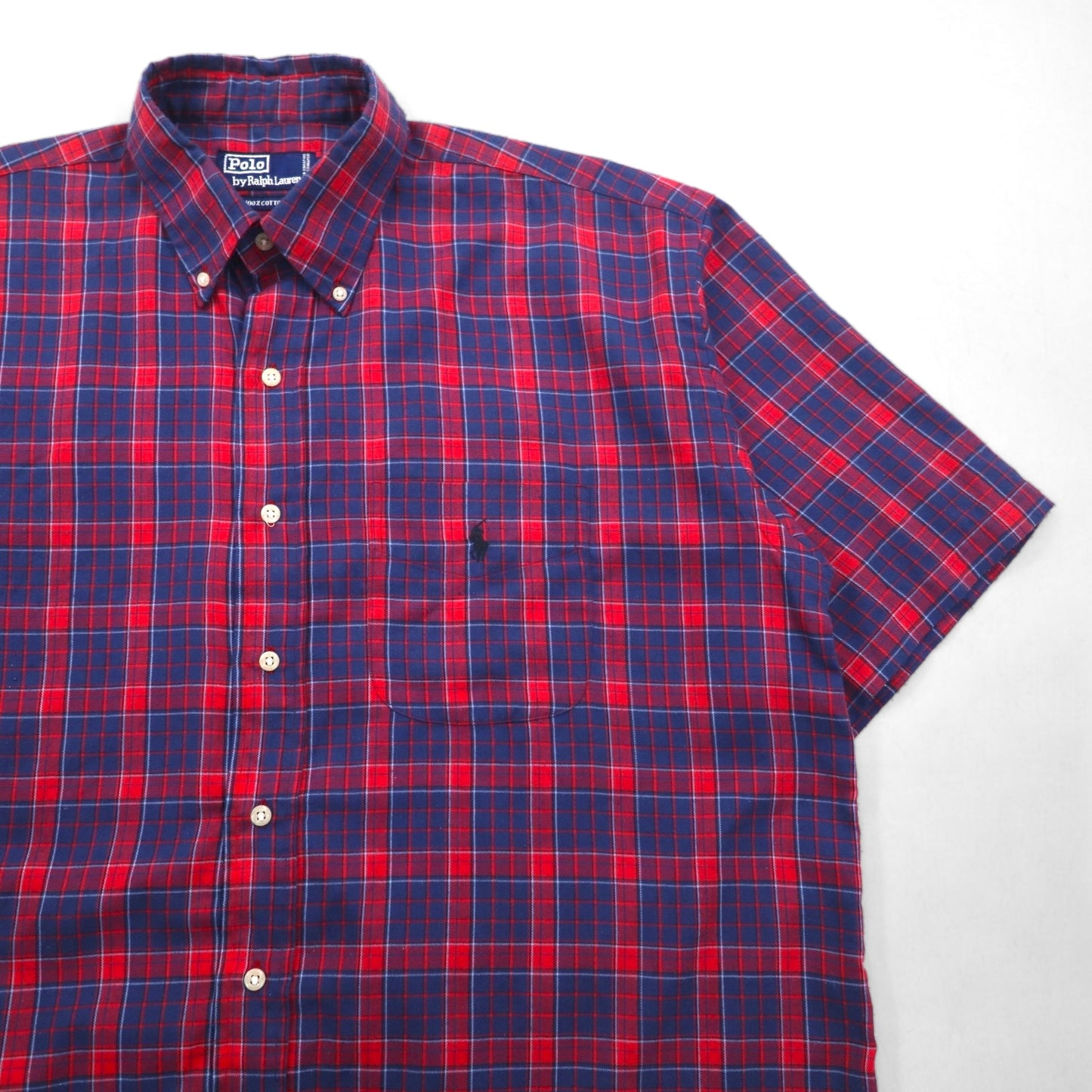 Polo by Ralph Lauren 90s Oversized Short Sleeve Button-Down Shirt, Size L, Red and Navy Check
