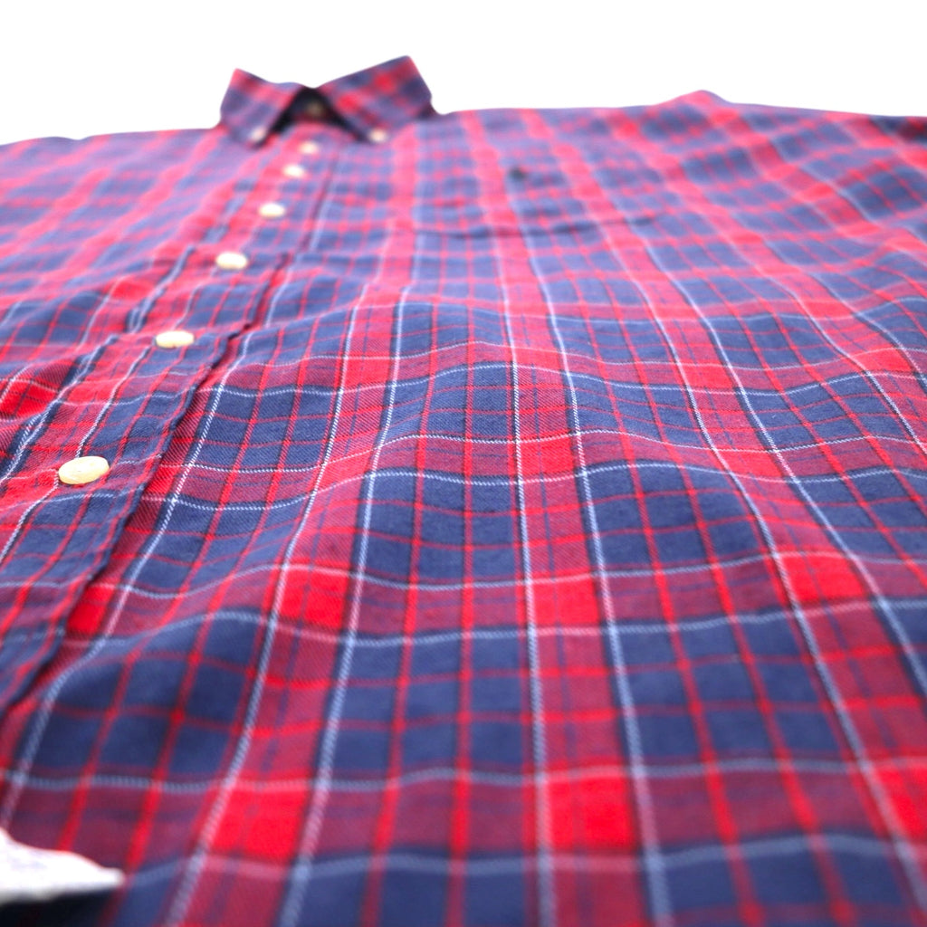Polo by Ralph Lauren 90年代 ビッグサイズ 半袖 ボタンダウンシャツ L レッド ネイビー チェック