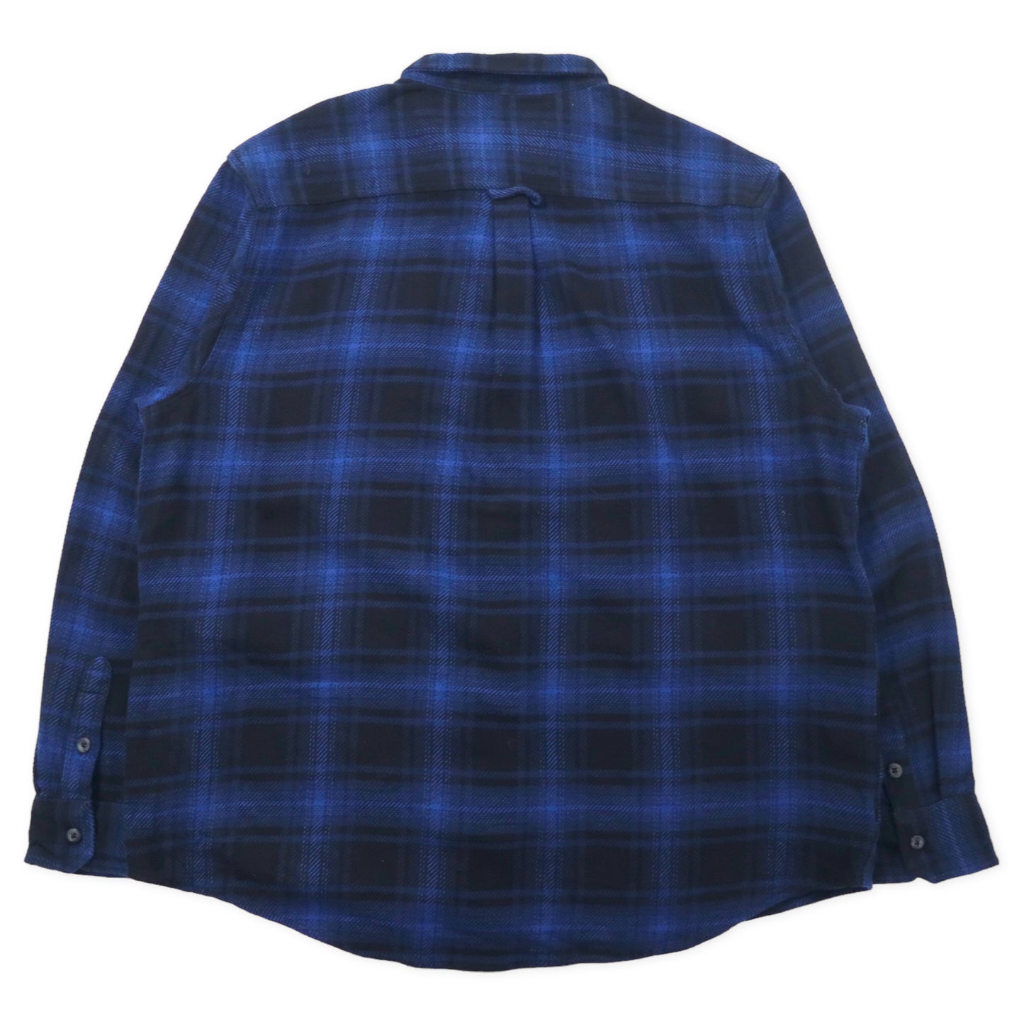 ORVIS ヘビー フランネル ワークシャツ XXL ブルー ブラック オンブレ チェック コットン ビッグサイズ