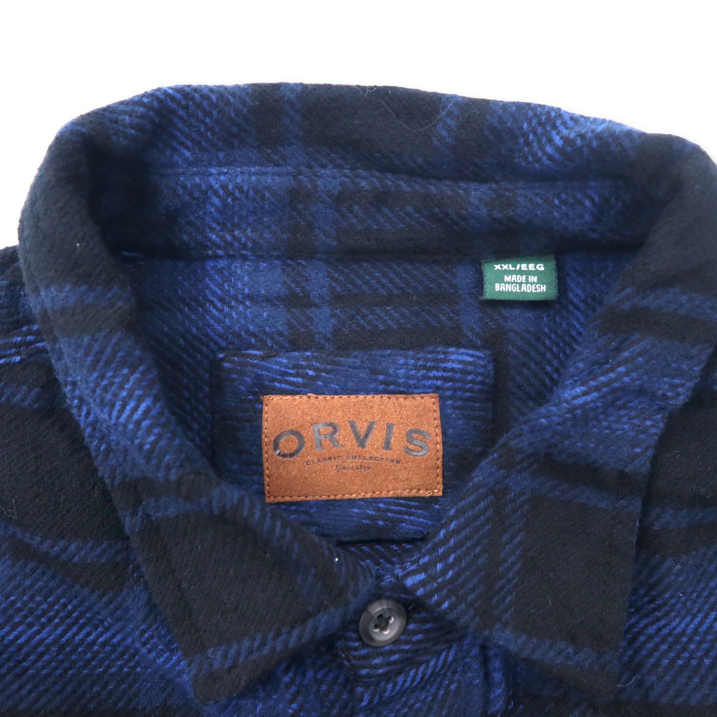ORVIS ヘビー フランネル ワークシャツ XXL ブルー ブラック オンブレ チェック コットン ビッグサイズ