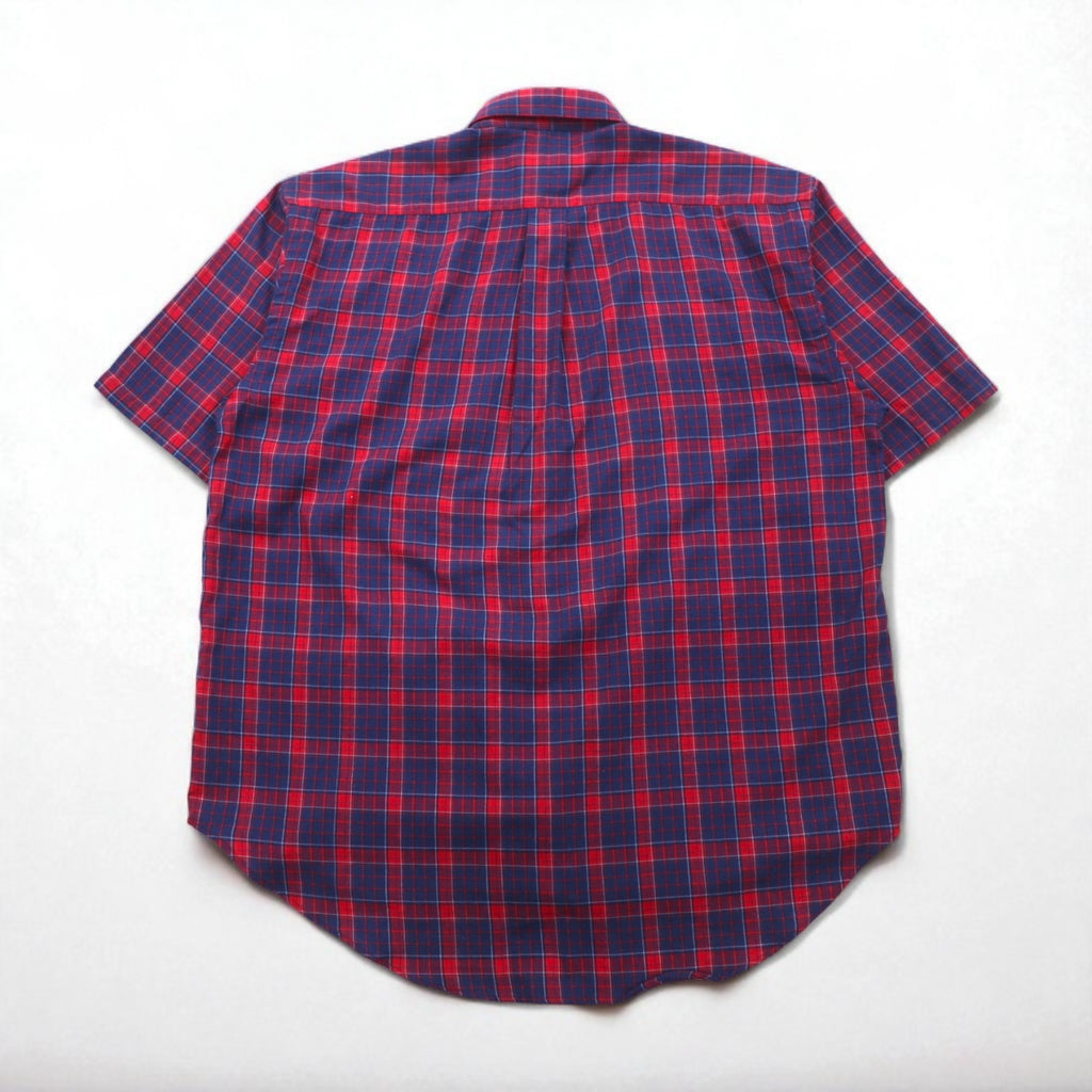 Polo by Ralph Lauren 90年代 ビッグサイズ 半袖 ボタンダウンシャツ L レッド ネイビー チェック