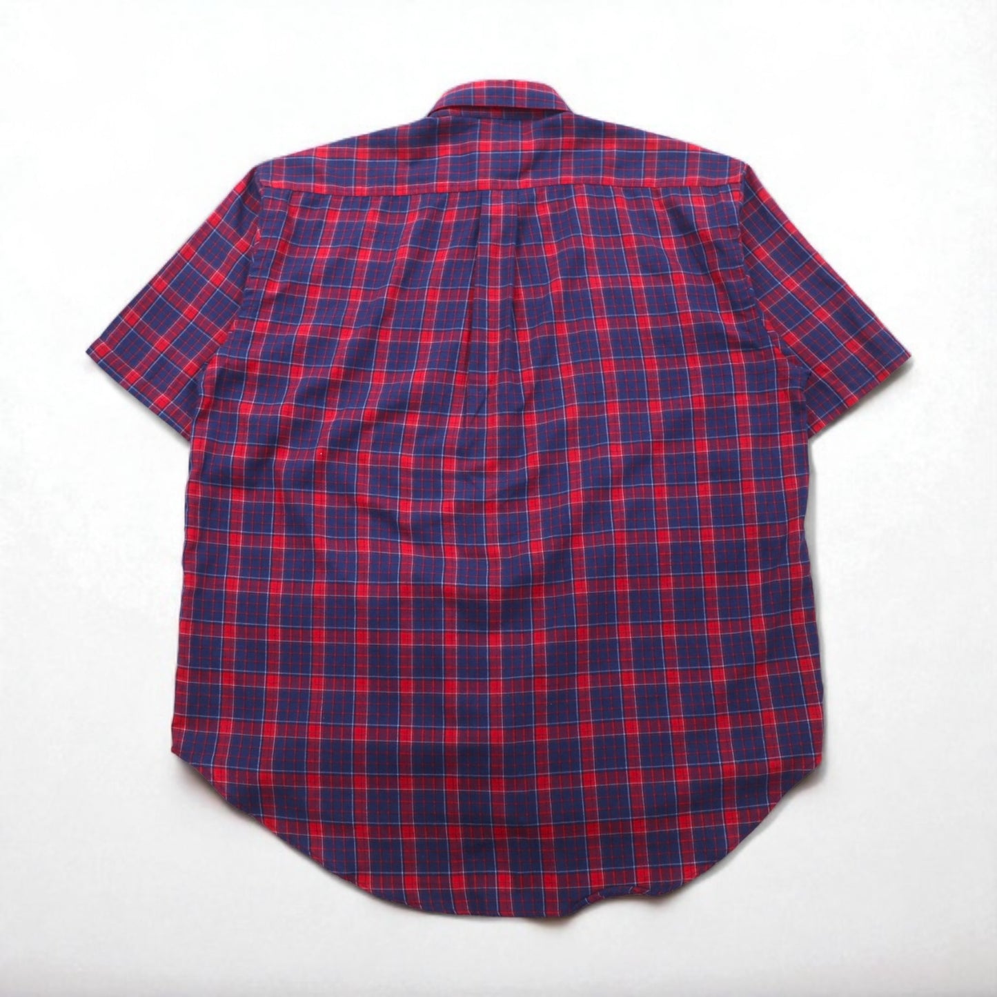 Polo by Ralph Lauren 90s Oversized Short Sleeve Button-Down Shirt, Size L, Red and Navy Check