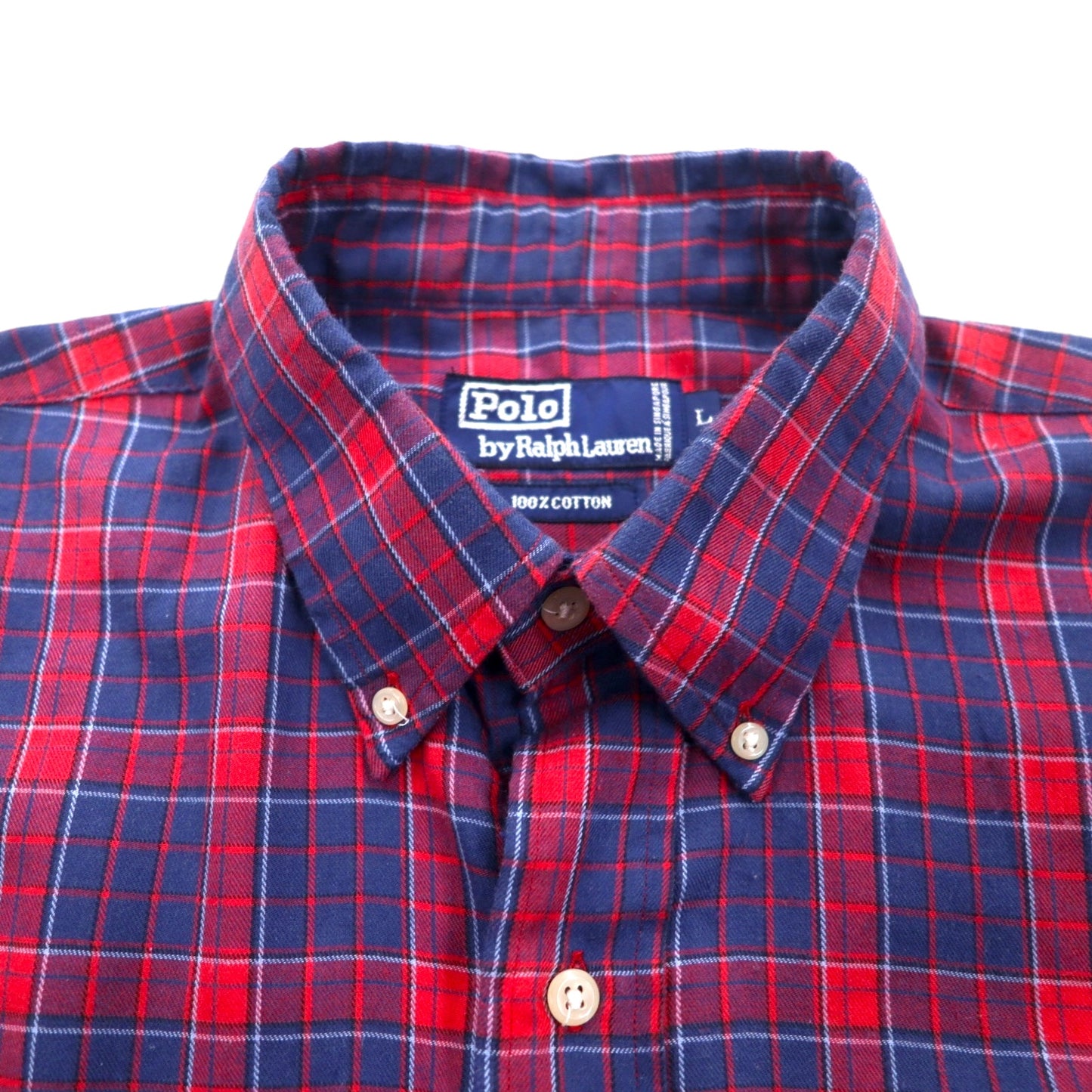Polo by Ralph Lauren 90s Oversized Short Sleeve Button-Down Shirt, Size L, Red and Navy Check