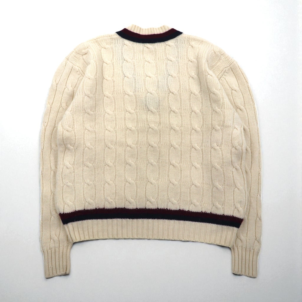 Brooks Brothers 90年代 チルデン ニット Vネック セーター XL オフホワイト メリノウール ケーブル編み