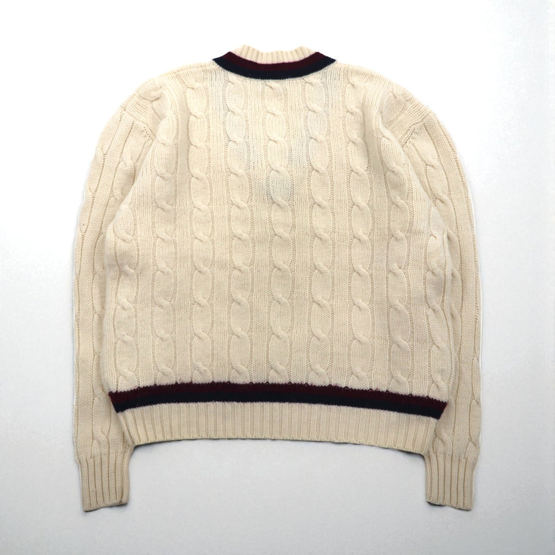 Brooks Brothers 90年代 チルデン ニット Vネック セーター XL オフホワイト メリノウール ケーブル編み